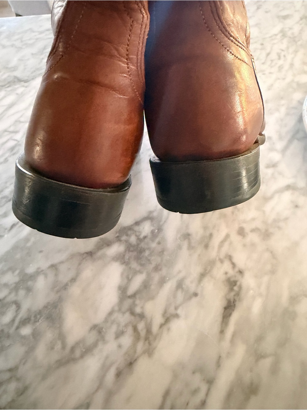 Lucchese roper Western Leather Cowboy Boots sz 9 Cognac Brown - Picture 11 of 11